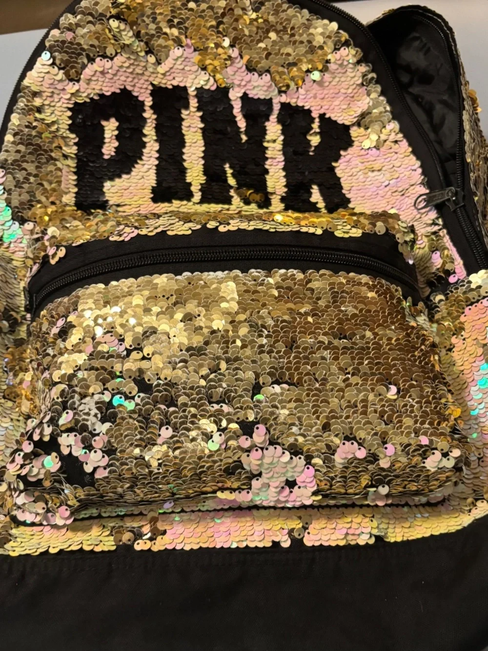 Pink Victoria’s Secret Iridescent Backpack With Laptop Pocket